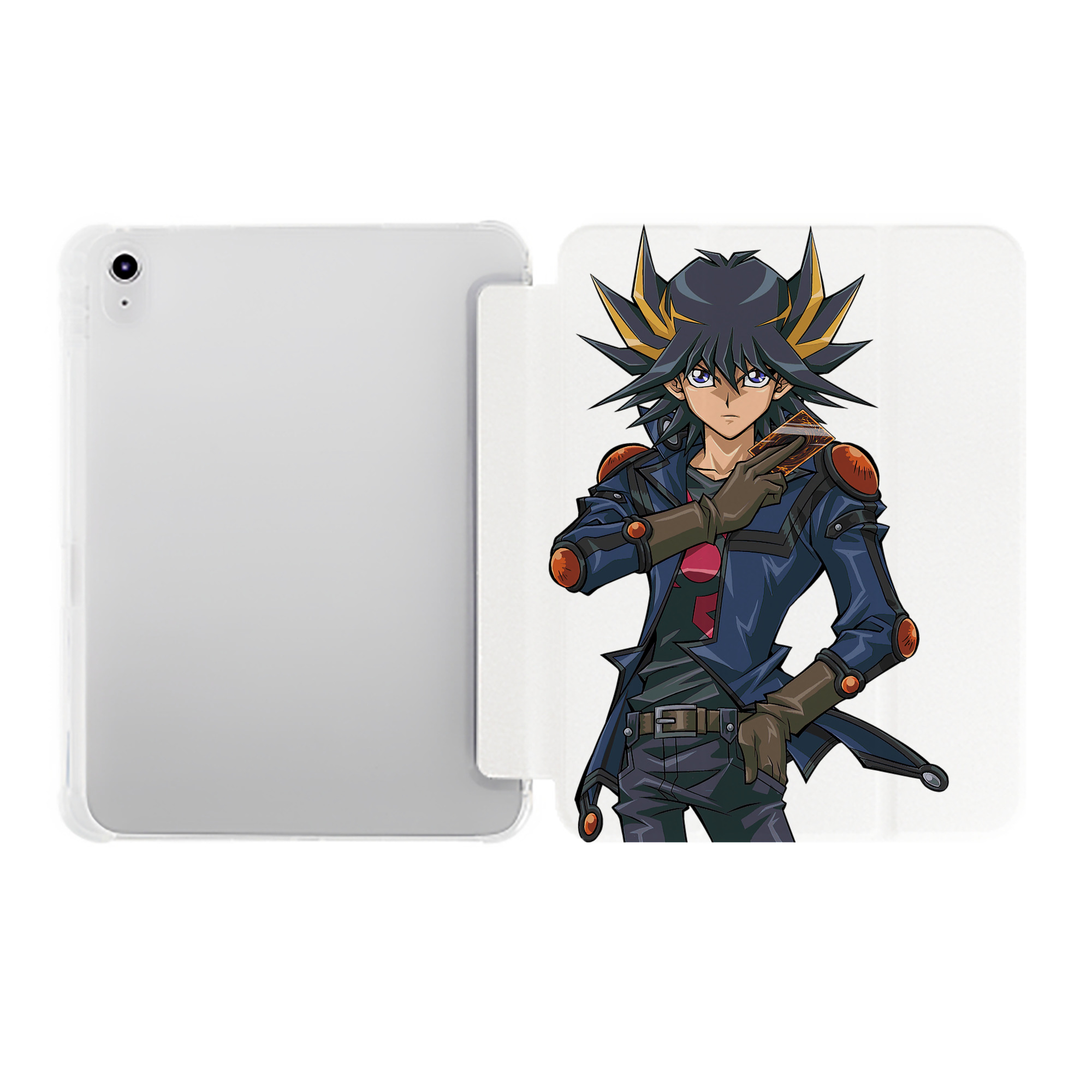 （画像用） 遊☆戯☆王 Yu-Gi-Oh! IPad ケース ペン収納付き 三つ折りスタンド PUレザー×シリコン 対応機種9.5/10.5/10.9インチ